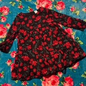 Carter's Black and Red Floral Kids Dress